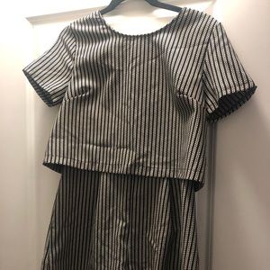 Striped open back romper